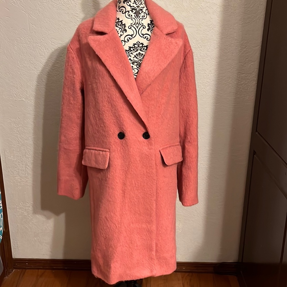 NWT GB Pink Double breasted long coat size Large